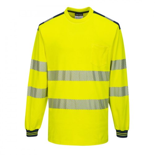 T185YNRS, PW3 Hi-Vis hosszú ujjú póló-T185, sárga/kék, S