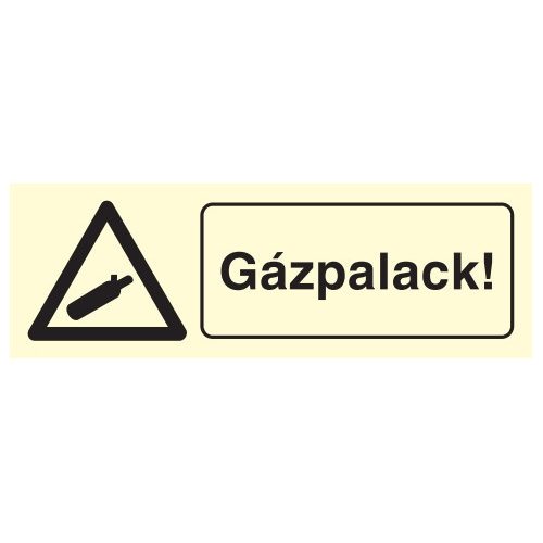 Gázpalack!, után világítós figyelmeztető öntapadós tábla