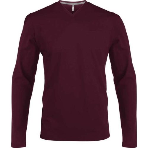 ka358wn-s, KARIBAN MEN'S LONG SLEEVE (KA358) nyári hosszú ujjú férfi póló, V nyakú oldalvarrott