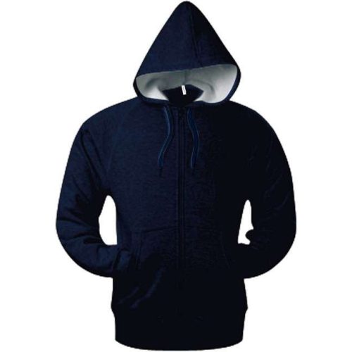 ka444nv-xs, KARIBAN ZIP HOODED (KA444) hosszú ujjú uniszex pulóver poliészter/pamut oldalvarrott