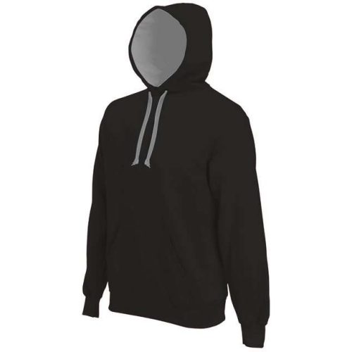 ka446bl-fg-s, CONTRAST HOODED (KA446) hosszú ujjú férfi pulóver poliészter/pamut oldalvarrott