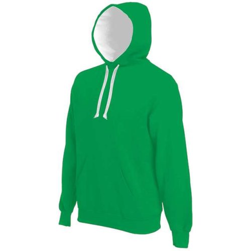 ka446lkl-wh-s, CONTRAST HOODED (KA446) hosszú ujjú férfi pulóver poliészter/pamut oldalvarrott