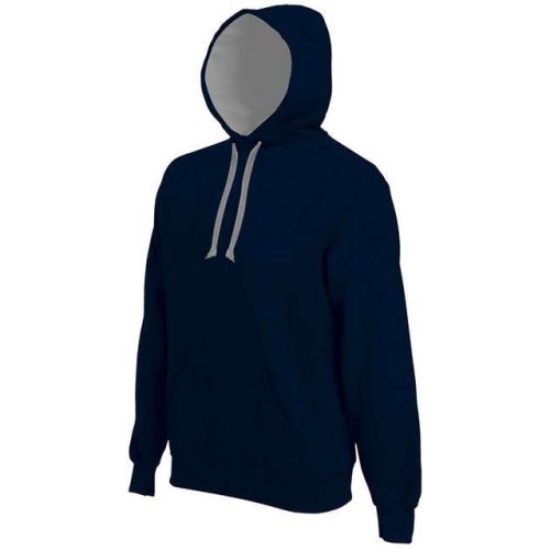 ka446nv-fg-s, CONTRAST HOODED (KA446) hosszú ujjú férfi pulóver poliészter/pamut oldalvarrott