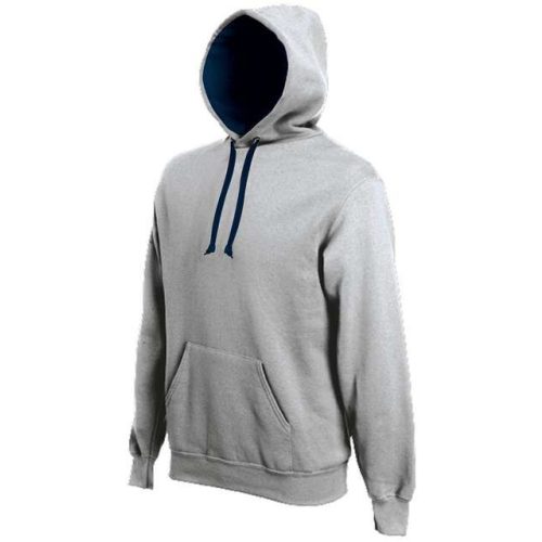 ka446og-nv-s, CONTRAST HOODED (KA446) hosszú ujjú férfi pulóver poliészter/pamut oldalvarrott