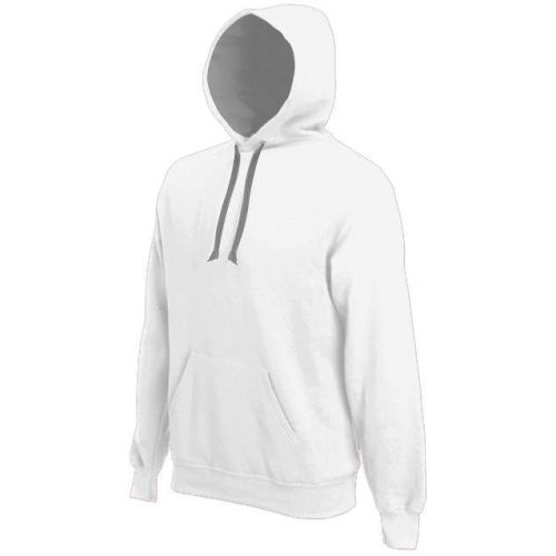 ka446wh-fg-s, CONTRAST HOODED (KA446) hosszú ujjú férfi pulóver poliészter/pamut oldalvarrott